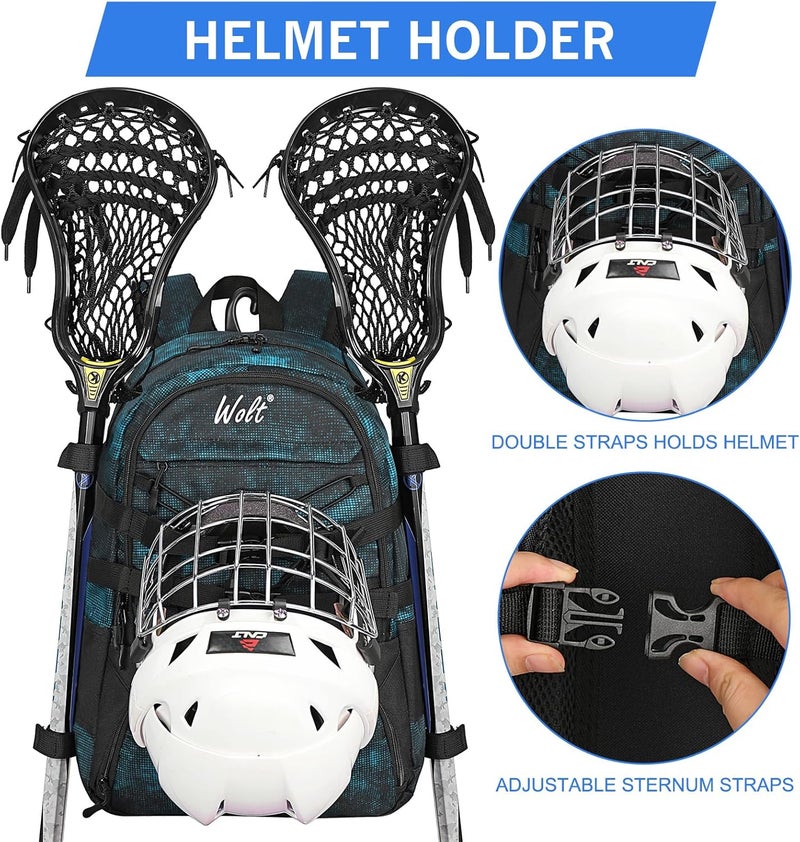 WOLT Lacrosse Bag-Lacrosse Backpack with Two Sticks Holder-Large Field Hockey Bag Holds All Sport Gears - Image 4